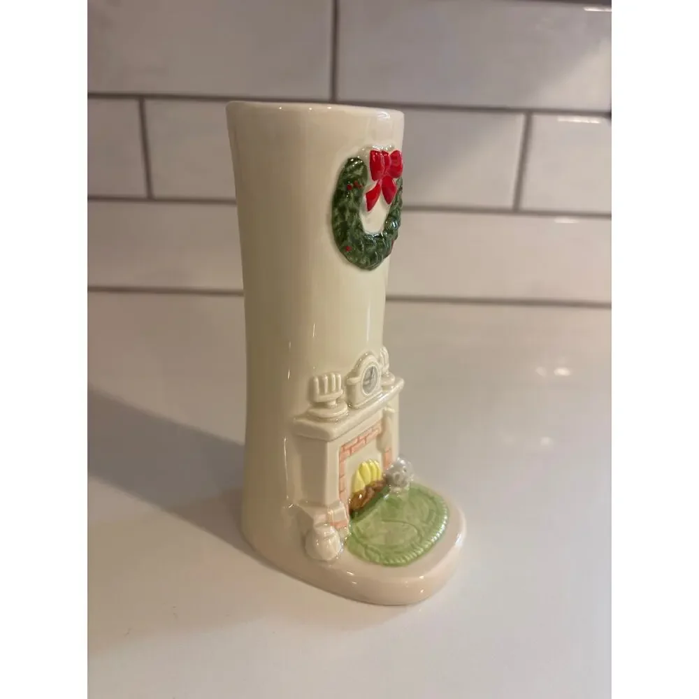 Vintage Gibson Greeting Cards, Inc. Ceramic Christmas Chimney Bud Vase